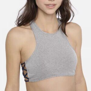 Free People NWOT Grey Blue Side Cross Cropped Brami Tank Top M/L